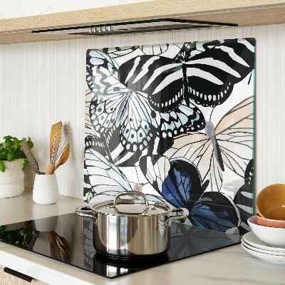Glass kitchen board Butterfly motif in different colors