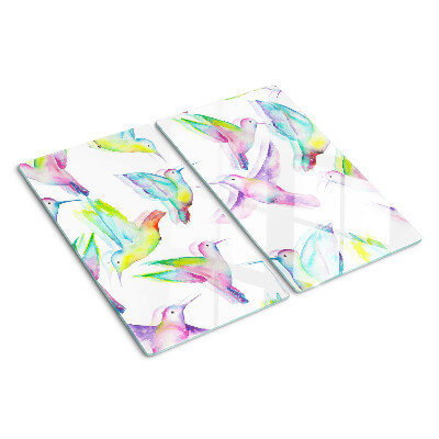 Glass chopping board Hummingbirds in watercolor style