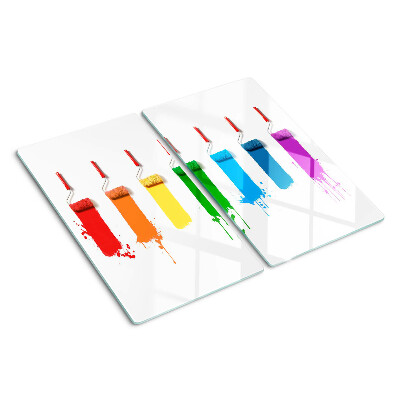 Glass kitchen board A rainbow of paints in brushes
