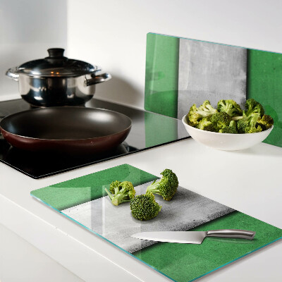 Glass chopping board Green and gray lines