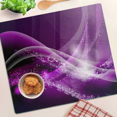 Glass kitchen board Purple waves with light effect