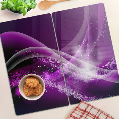 Glass kitchen board Purple waves with light effect