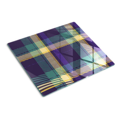 Glass chopping board Checkered pattern in shades of purple and green