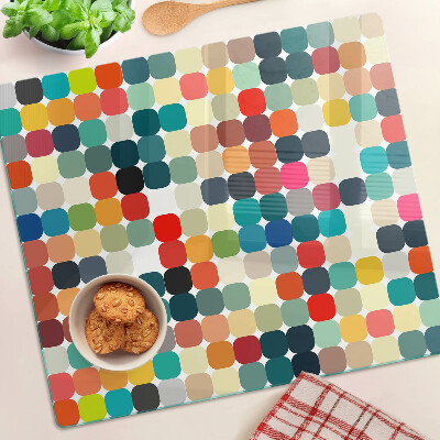 Glass chopping board Colored circles in a grid