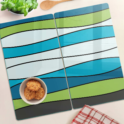 Glass chopping board Waves in shades of blue and green