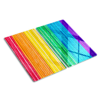 Glass chopping board Rainbow colored stripes