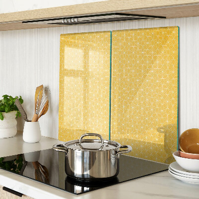 Glass kitchen board Flower of life on a yellow background