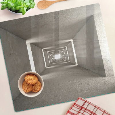 Glass kitchen board Geometric interior with depth effect
