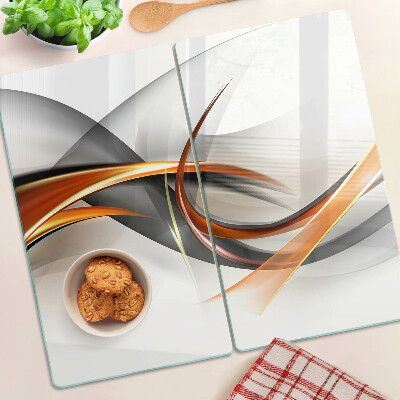 Glass kitchen board Abstract waves in shades of gold