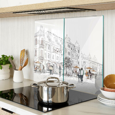 Glass chopping board Cafe Scenery in the City