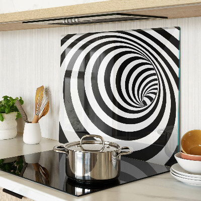 Glass chopping board Black and white spiral motif