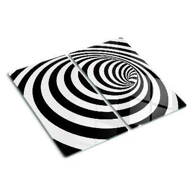 Glass chopping board Black and white spiral motif