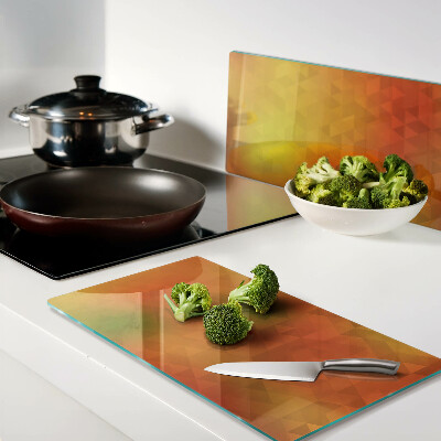 Glass kitchen board Geometry in shades of orange