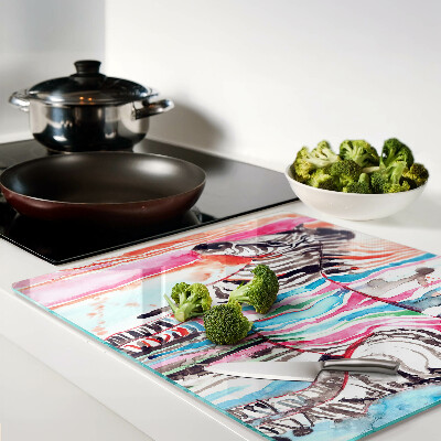 Glass chopping board Zebra in colorful stripes