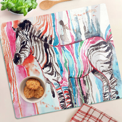 Glass chopping board Zebra in colorful stripes