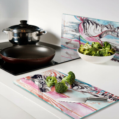 Glass chopping board Zebra in colorful stripes