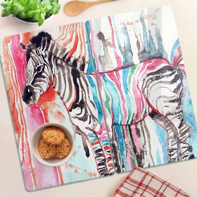 Glass chopping board Zebra in colorful stripes