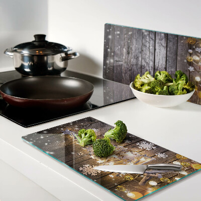 Glass chopping board Christmas tree with decorations