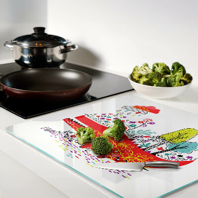 Glass chopping board Crocodile in a colorful setting