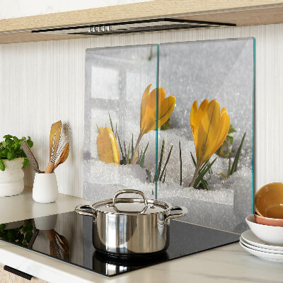 Glass chopping board Crocuses in the snow