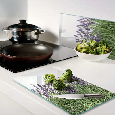 Glass kitchen board Lavender field in the sun