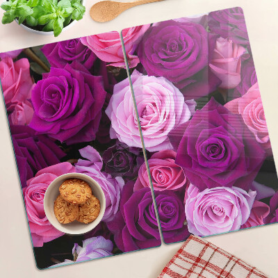Glass chopping board Roses in shades of pink