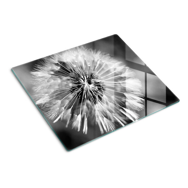 Glass kitchen board Dandelions in black and white