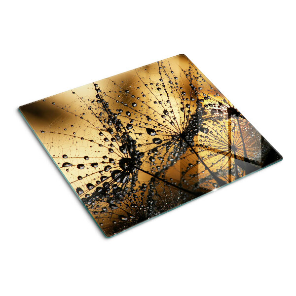 Glass kitchen board Water drops on leaves