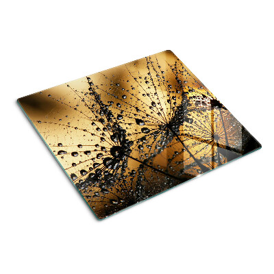 Glass kitchen board Water drops on leaves