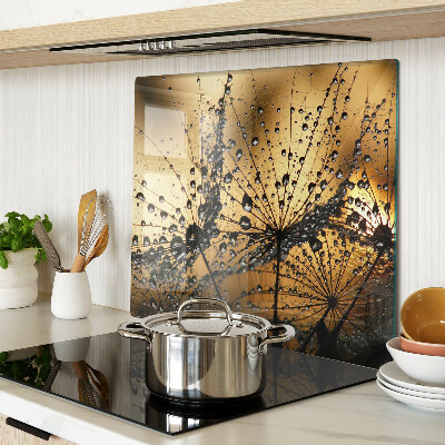 Glass kitchen board Water drops on leaves