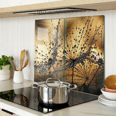 Glass kitchen board Water drops on leaves