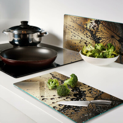 Glass kitchen board Water drops on leaves