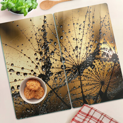 Glass kitchen board Water drops on leaves