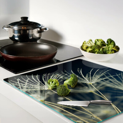 Glass kitchen board Dandelions with water drops