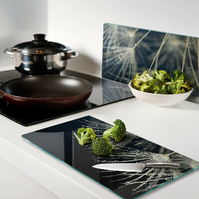 Glass kitchen board Dandelions with water drops