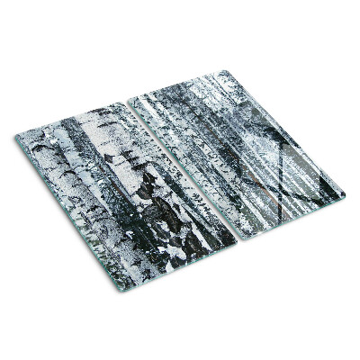 Glass chopping board Birch forest in winter scenery