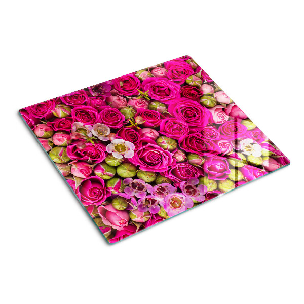 Glass kitchen board Pink flowers in a bouquet