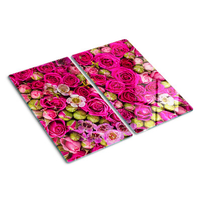 Glass kitchen board Pink flowers in a bouquet