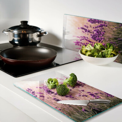 Glass chopping board Lavender field in the sun's rays