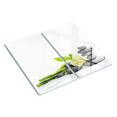 Glass kitchen board Orchid and spa stones