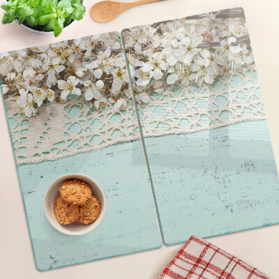 Glass chopping board Floral pattern with lace