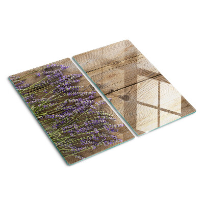 Glass kitchen board Lavender on a wooden background