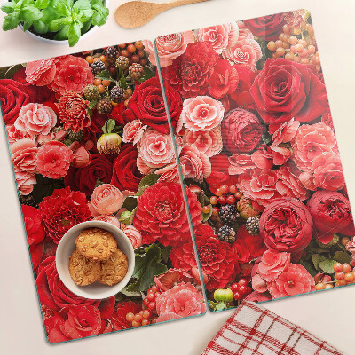Glass kitchen board Floral pattern with roses