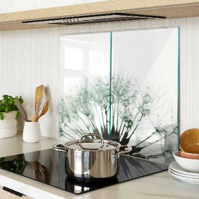 Glass kitchen board Dandelions with water drops