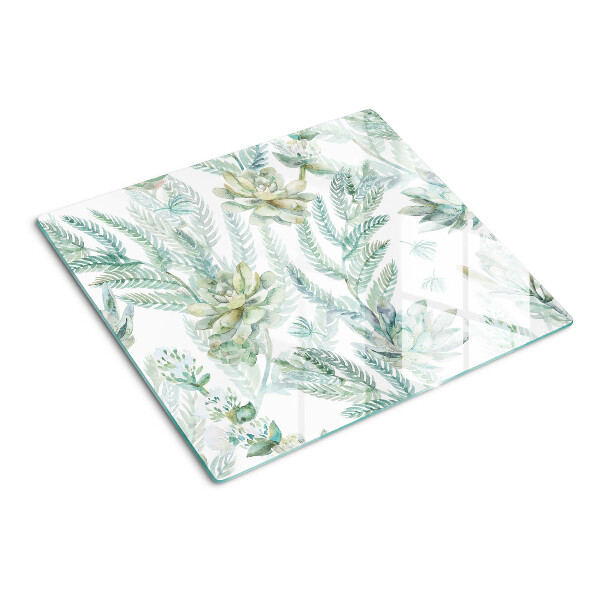 Glass chopping board Succulents and leaves