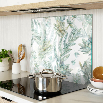 Glass chopping board Succulents and leaves