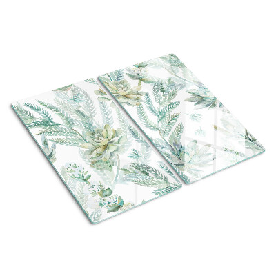 Glass chopping board Succulents and leaves