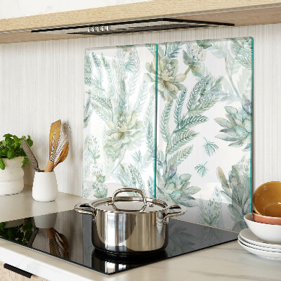 Glass chopping board Succulents and leaves