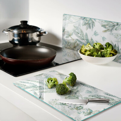 Glass chopping board Succulents and leaves