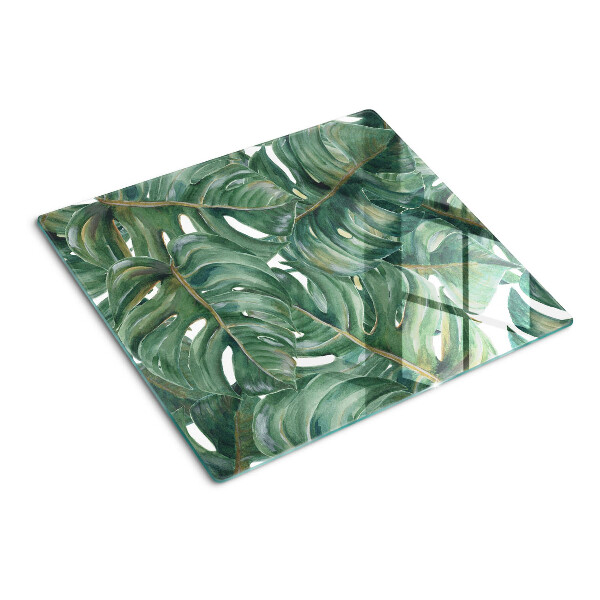 Glass chopping board Monstera leaves